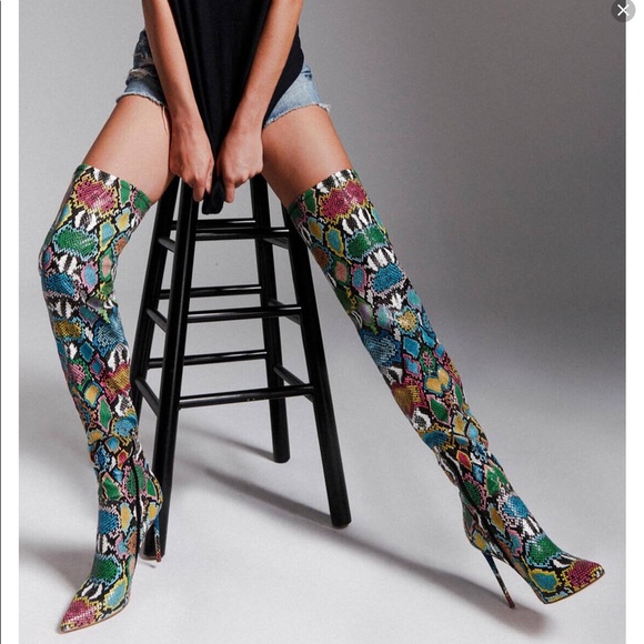 Steve Madden Viktory thigh high boot bright snake - Picture 2 of 12